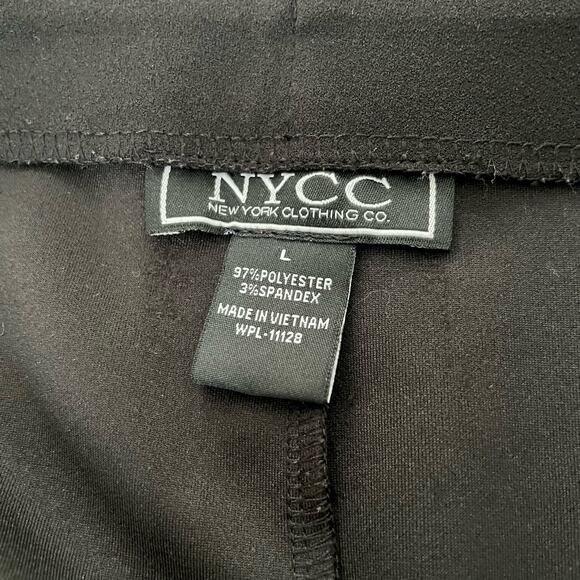 NYCC Size L Black Pencil Skirt Pull On Stretch Polyester/Spandex Blend - Picture 4 of 6